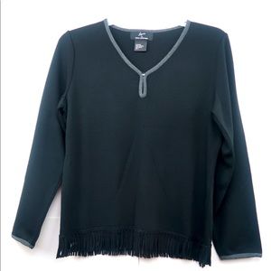 Women’s Black Frayed Hem Sweater Sz L